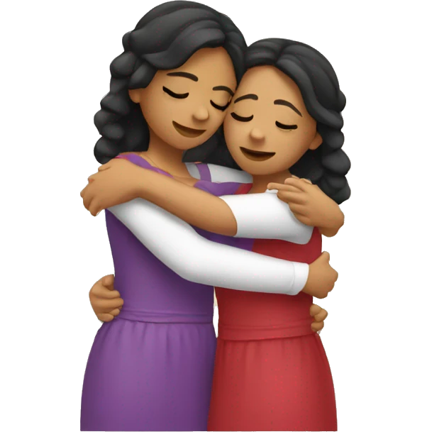 Two Mexican sisters hugging emoji