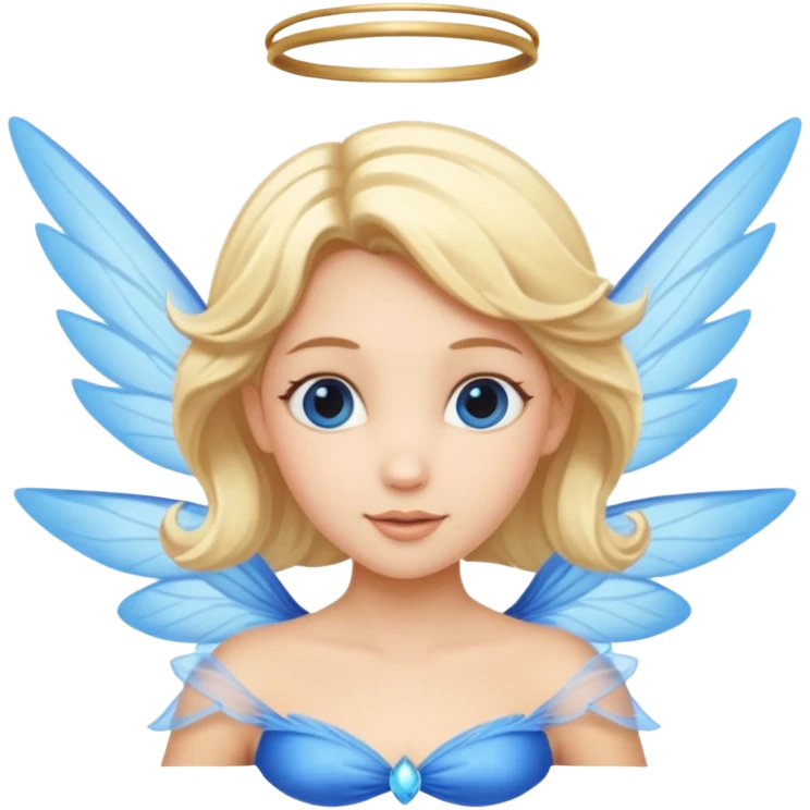 Flying blue fairy with blonde hair emoji