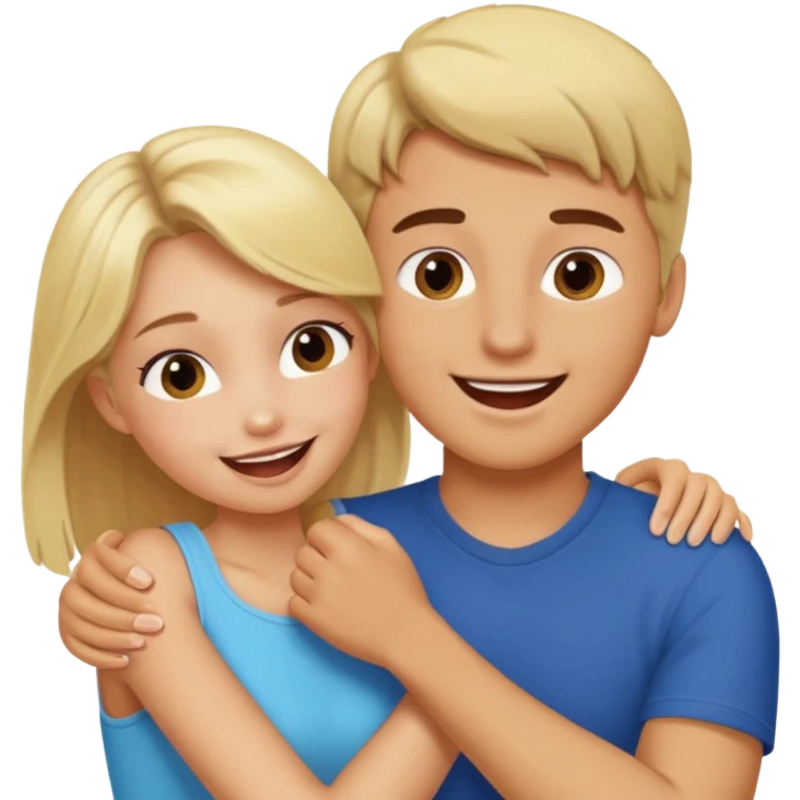 Emoji blonde girl lovingly , biting a brunette man’s arm emoji