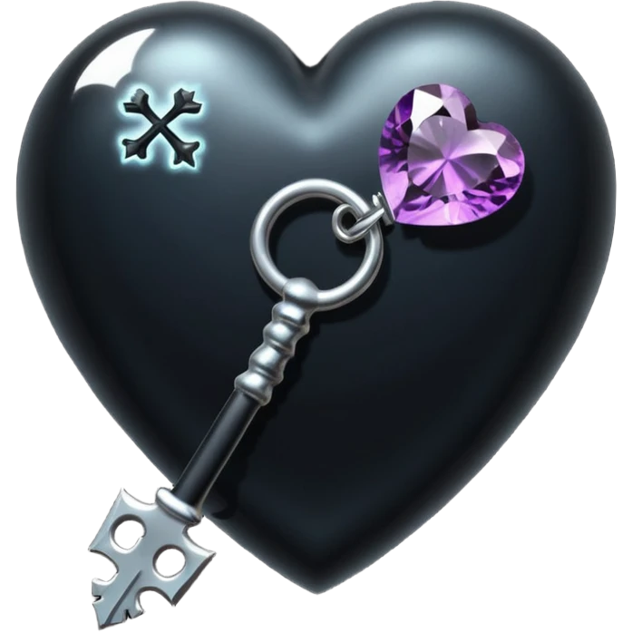 goth heart with a dark crystal key emoji