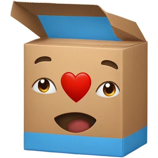 un corazon grande con una caja de carton inteligente   emoji