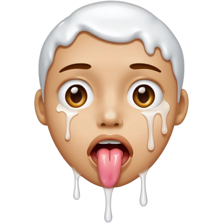 White liquid on a face dripping from tongue emoji