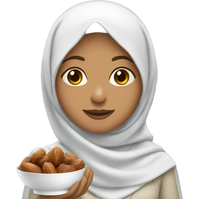 white hijab girl holding dates emoji