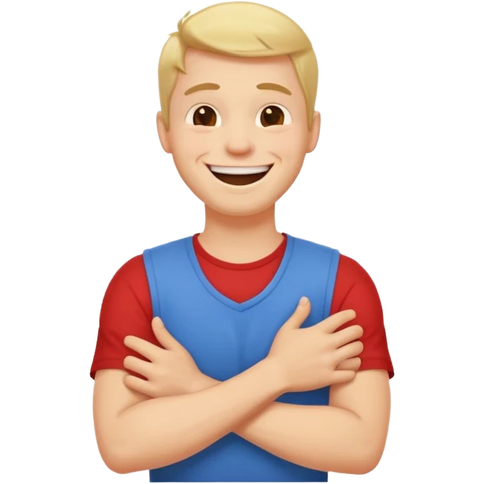 Arms crossed holding neck laughing guy emoji