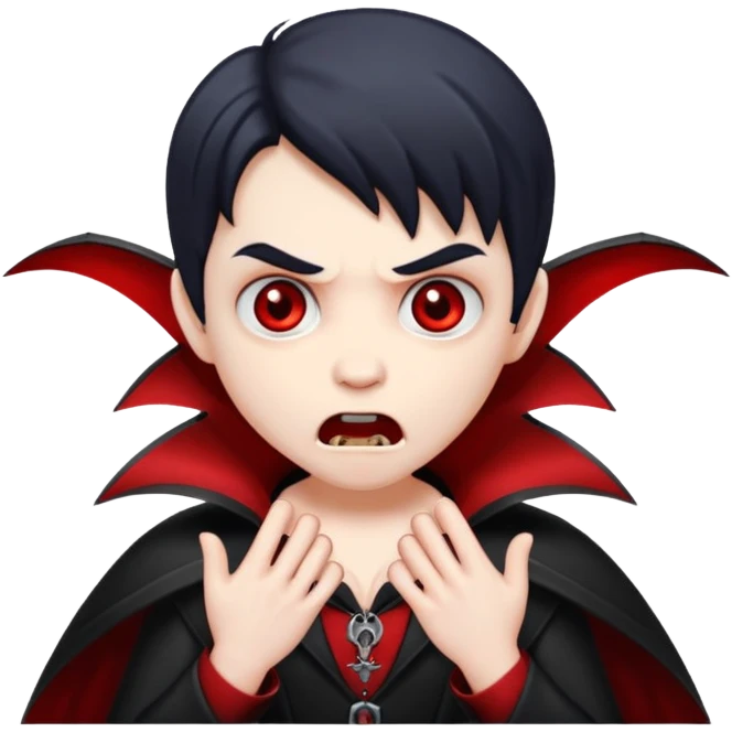Chibi style, vampire, scared expression emoji