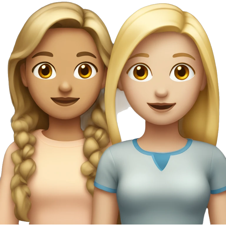 A Girl with light Brown Hair and a Girl with blonde hair together  emoji