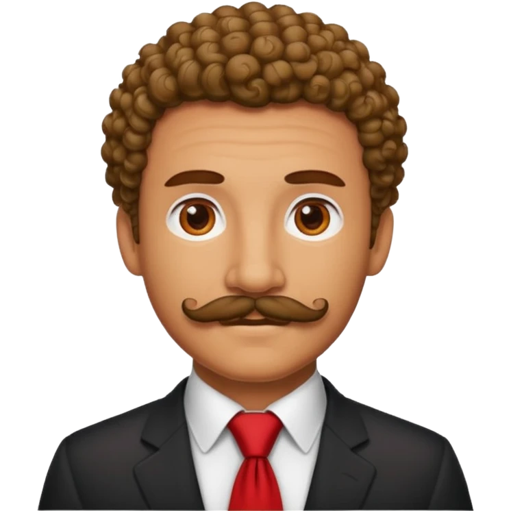 Man with curly mustache & red tie emoji