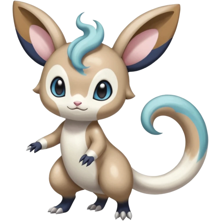 Colorful Skilled Adept Graceful Asian Painted Meloetta-Minccino-Absol-Emolga-Pachirisu-fusion-hybrid-creature (full body) emoji