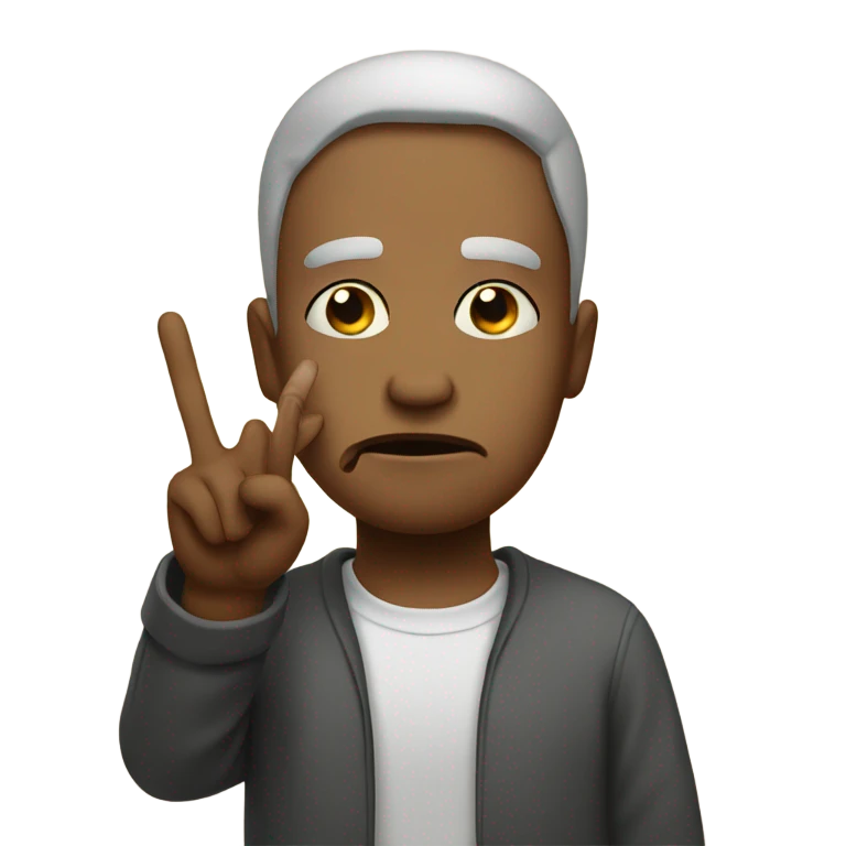 Pouting sad face with fingers in a peace sign emoji