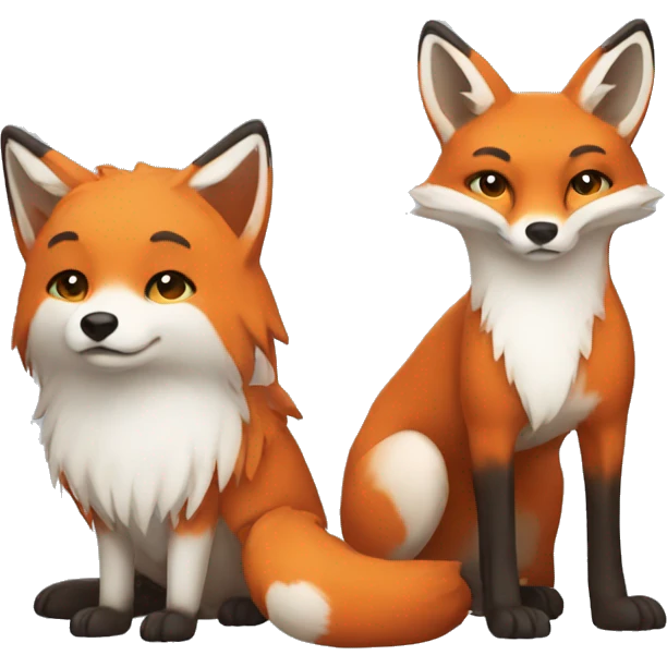 A red fox and a white fox emoji