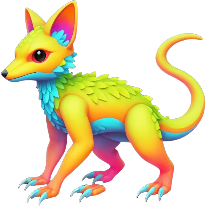 futuristic lush warm-colored neon-colored Fakémon-Trico-creature (full body) emoji