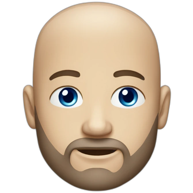 Shaved head man with beard and blue  eyes emoji