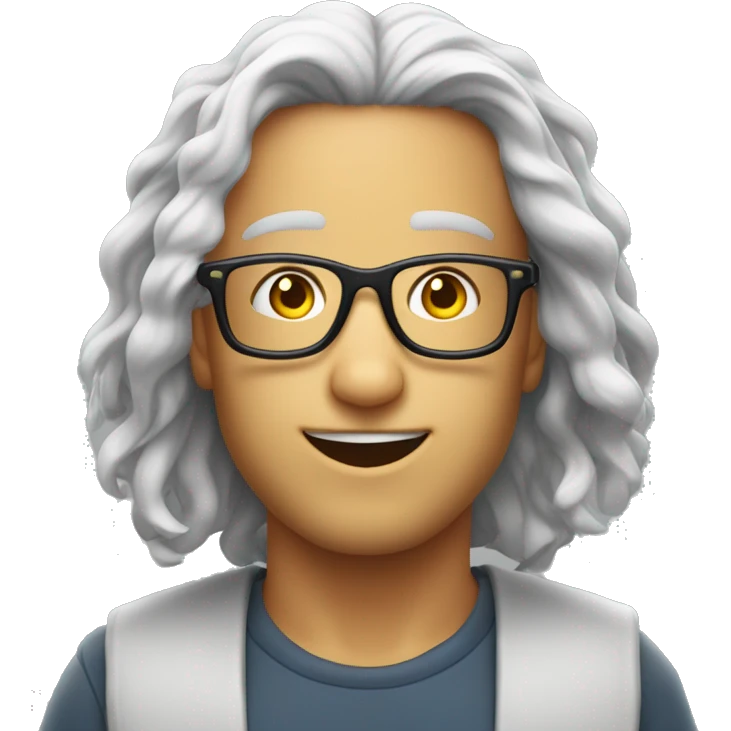 Sufer mit scharzen haaren und brille klug emoji