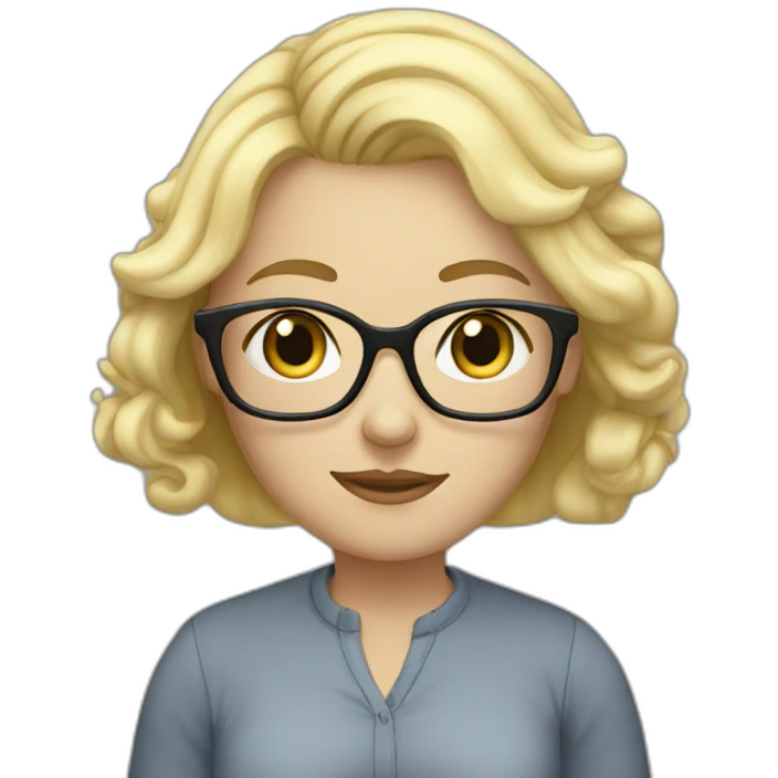 Woman blond hair blue eyes glasses emoji