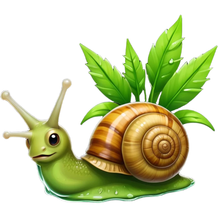 A snail holding grass  emoji