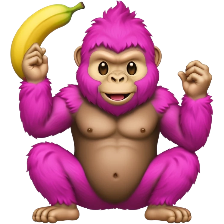 A pink emoji gorilla holding a banana emoji