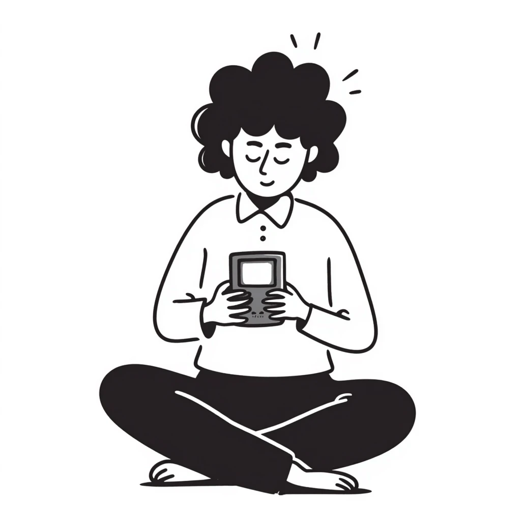 A person plays with the gameboy emoji