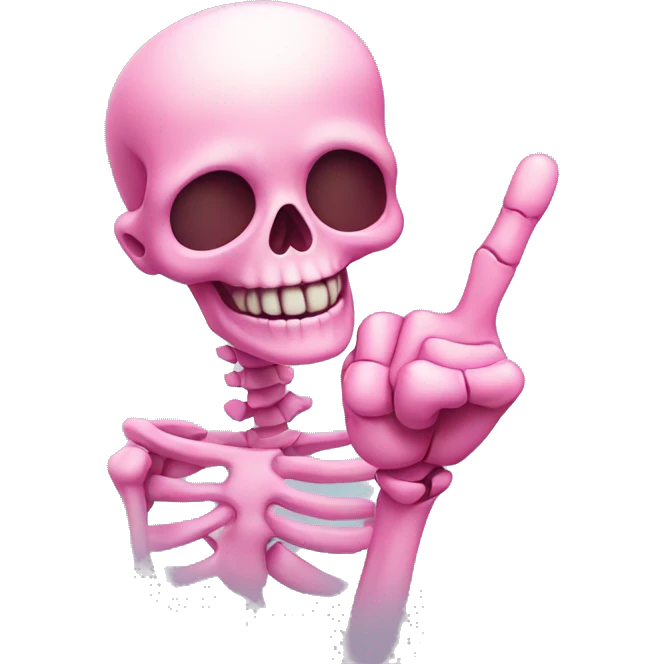 Cute pink skeleton giving the middle finger emoji