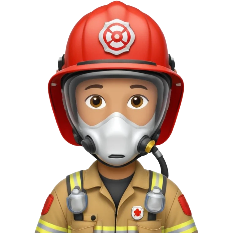 Firefighter with respiratory protection white helmet emoji