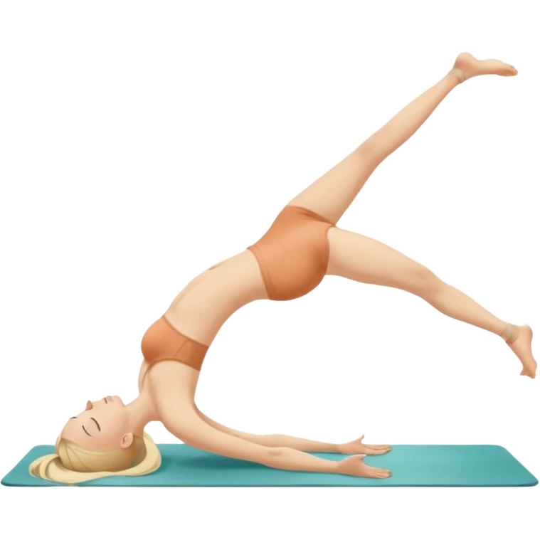 Nude woman, thin, long hair blonde, C Cup, Dhanurasana emoji