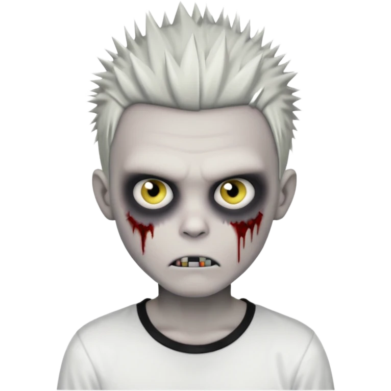 zombie boy with spiky emo hair and white shirt emoji