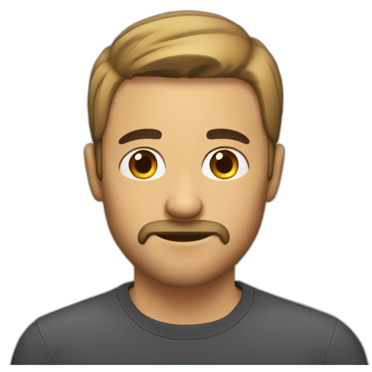  A guy with short hair on his head, short mustache, and beard emoji