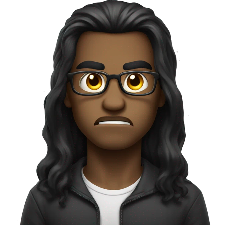 angry boy with glasses and long dark hair emoji