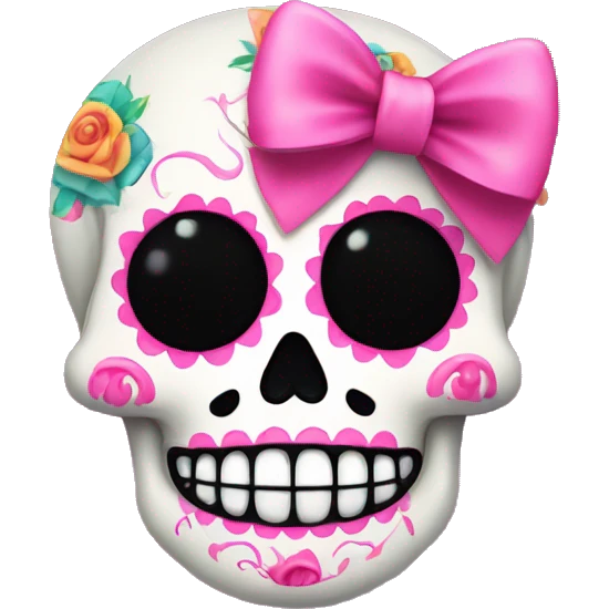 Sugar skull with pink bow emoji