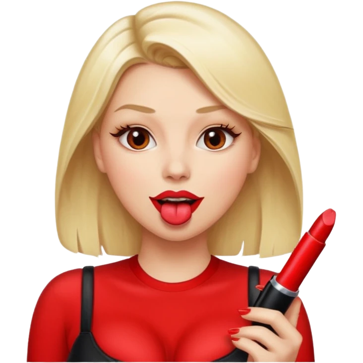 Naked blonde woman large breasts tongue out emoji