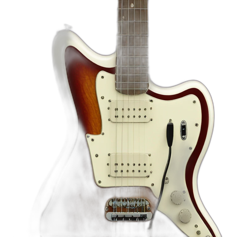 a deep back fender jazzmaster with a red tortoise shell pickguard emoji