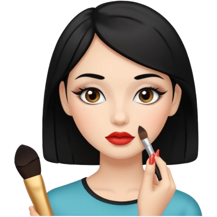메이크업 받고 있는 검정색 머리의 여성 emoji