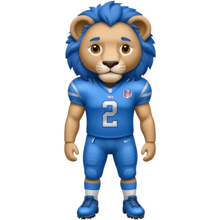 full blue color lion, wearing american football jersey emoji
