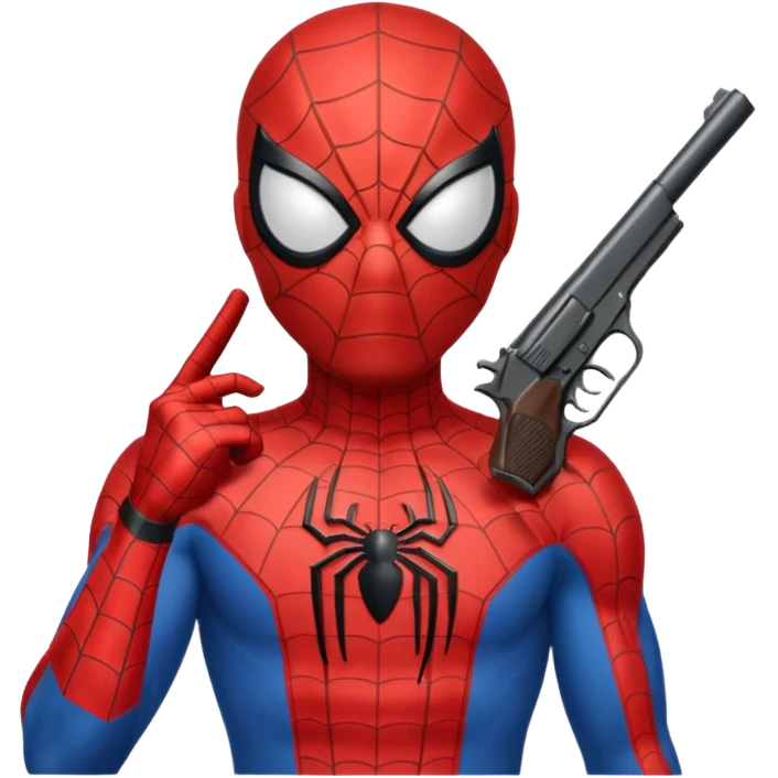 spiderman holding a gun to the side of his head emoji