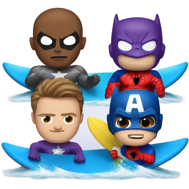 Surfing ,spiderman ,thanos, Batman ,captain America emoji
