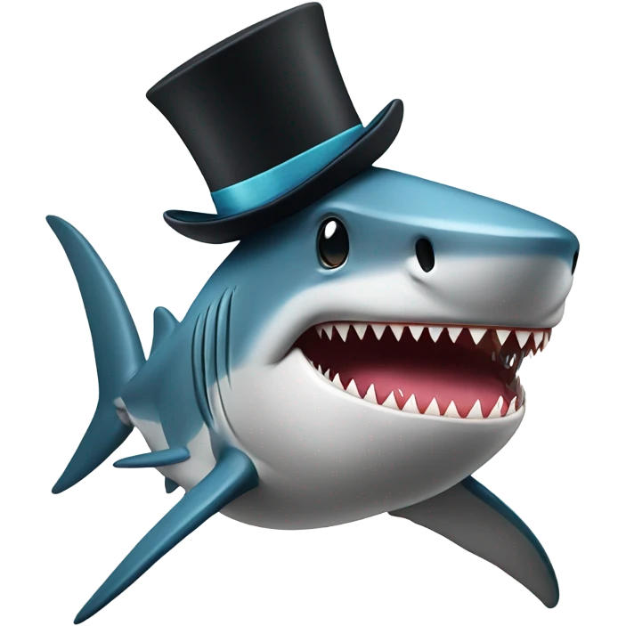 Shark with a top hat emoji