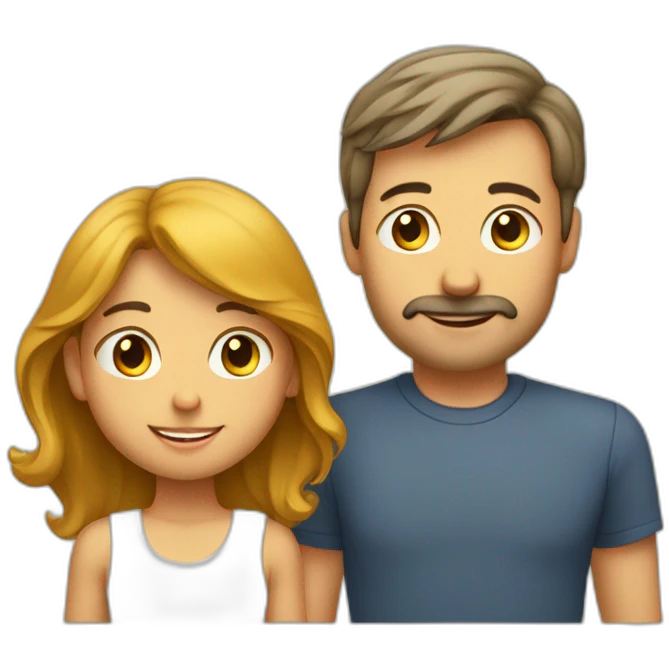 Une petite fille avec ses parents  emoji