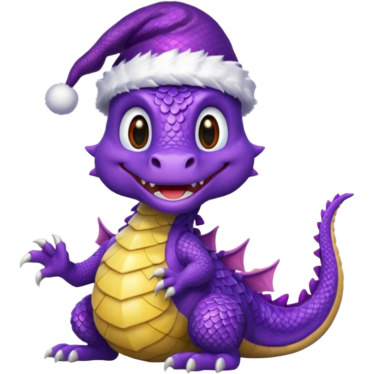 Purple dragon ,Christmas Hat emoji