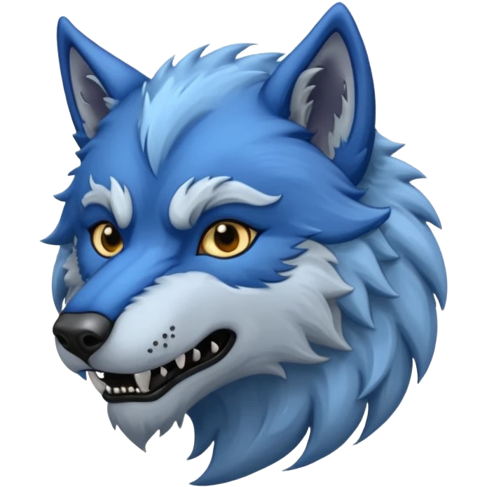 blue crescent moon with werewolf emoji