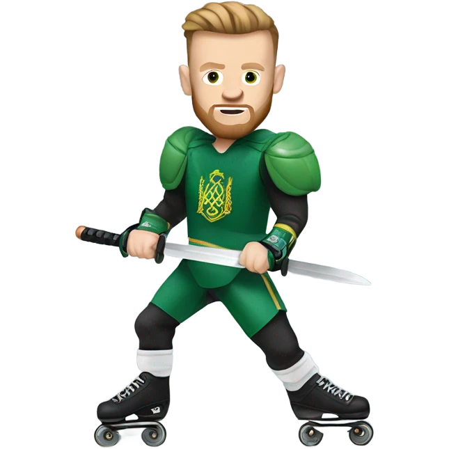 Connor McGregor in Rollerblades holding a sword emoji