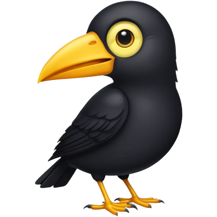 Create a black bird with long yellow beak  emoji