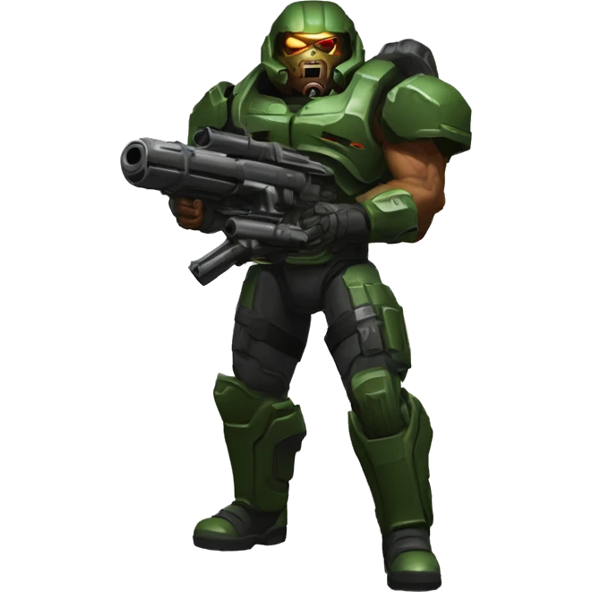 doomguy from doom 1 holding a minigun emoji