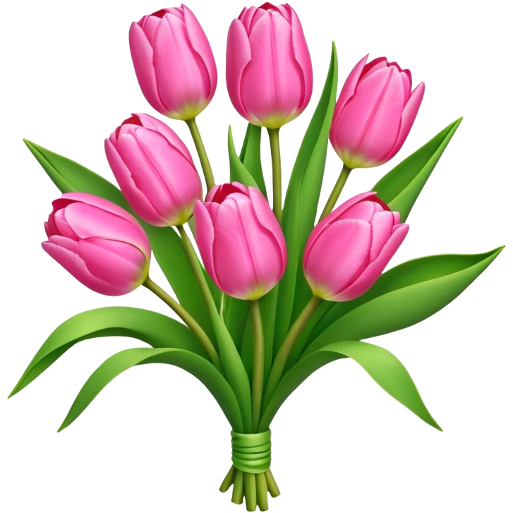 bouquet pink Tulip, luxuriant, stem, leaf, bud emoji