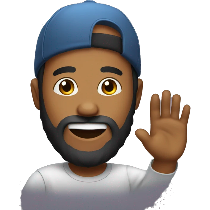man happy beard young waving body emoji