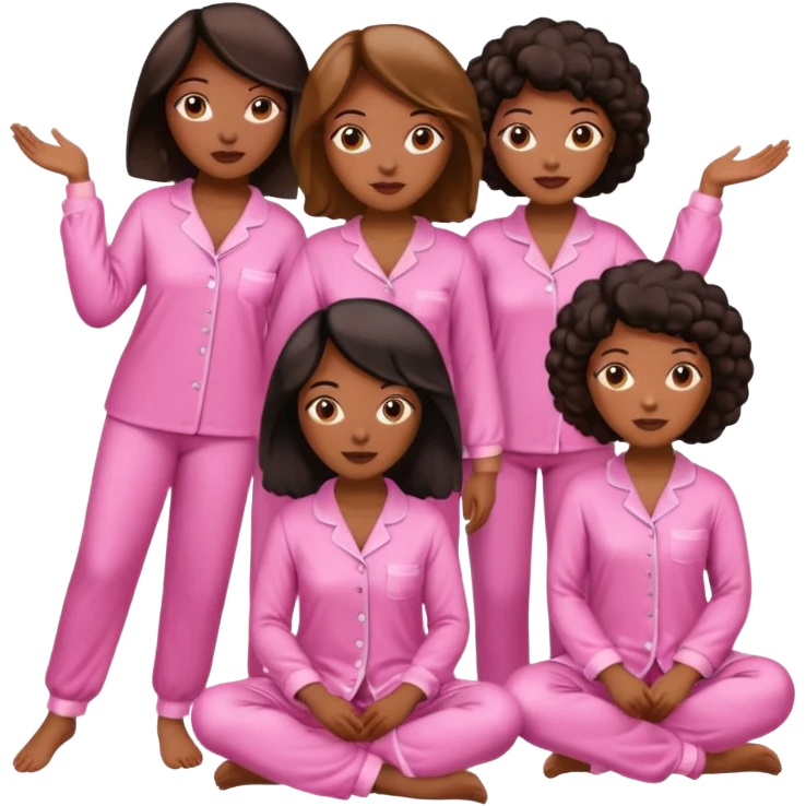 group of black women in pink pajamas high quality skilky pajamas and like 20 women emoji