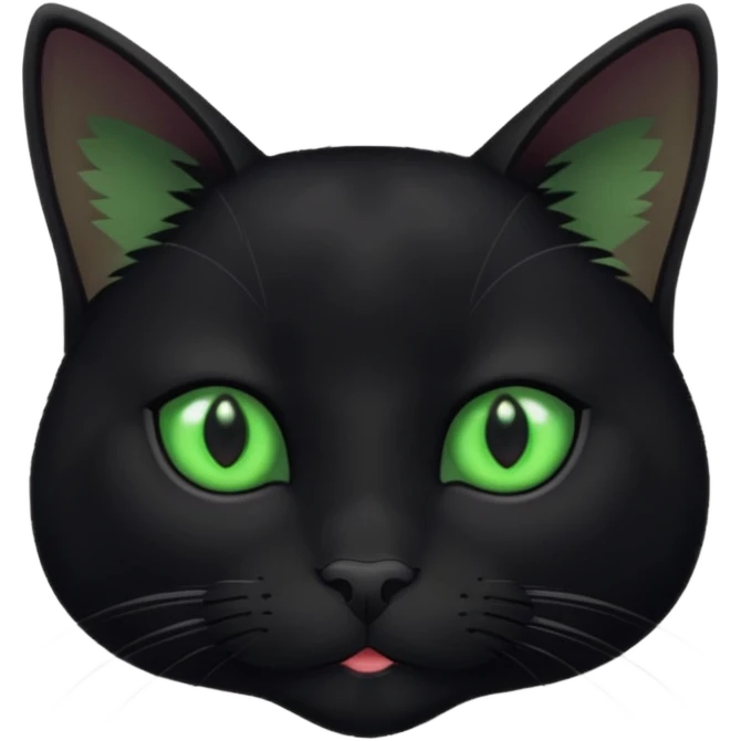 A beautiful cat black with Green eyes inter figure emoji