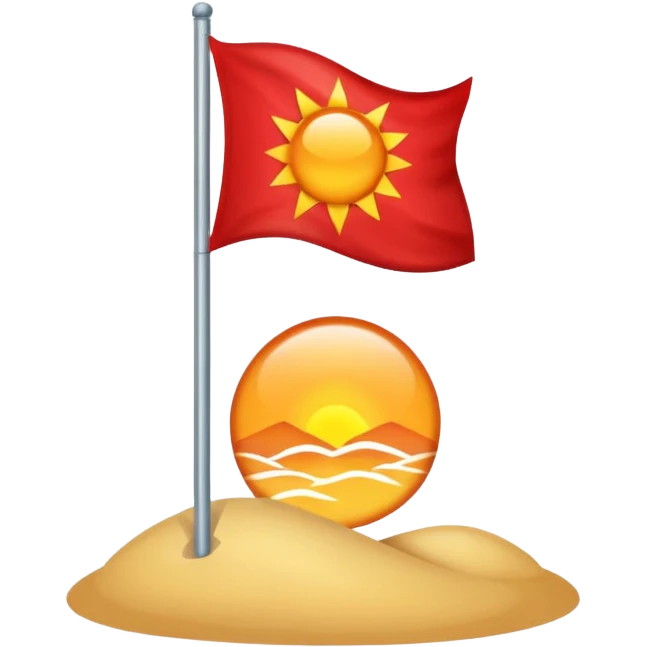Red flag northwest background is blue with sun emoji