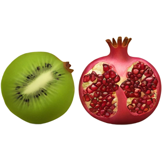 one kiwi and one pomegranate close to each other emoji