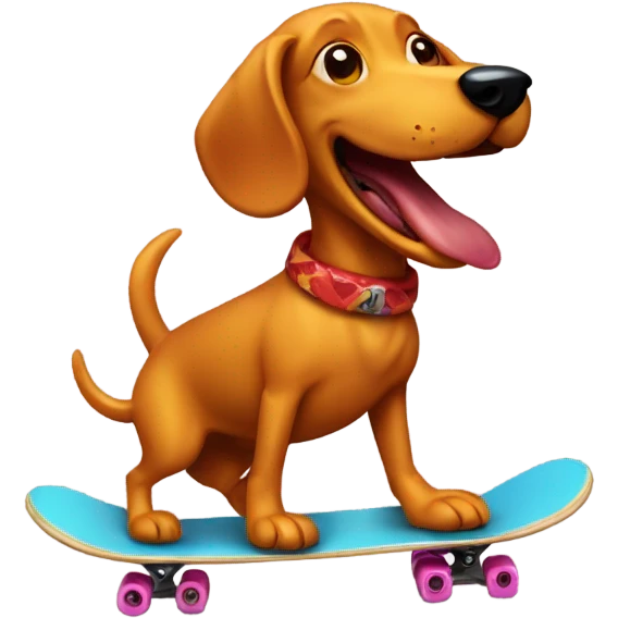 Fire breathing weenie dog riding a skateboard  emoji