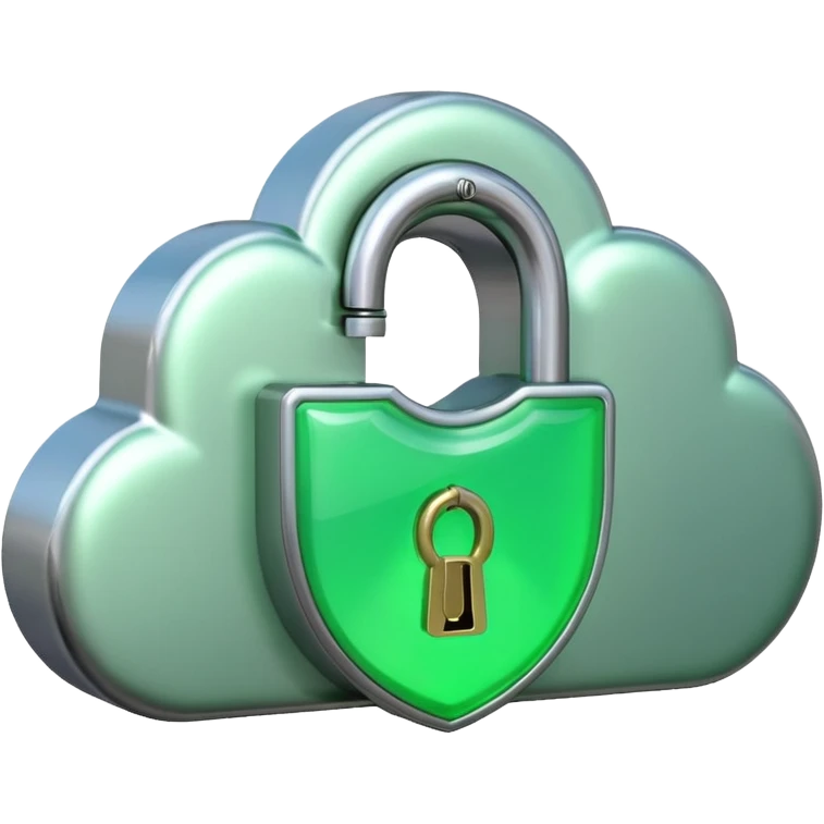 a cloud with a green glowing open padlock emoji