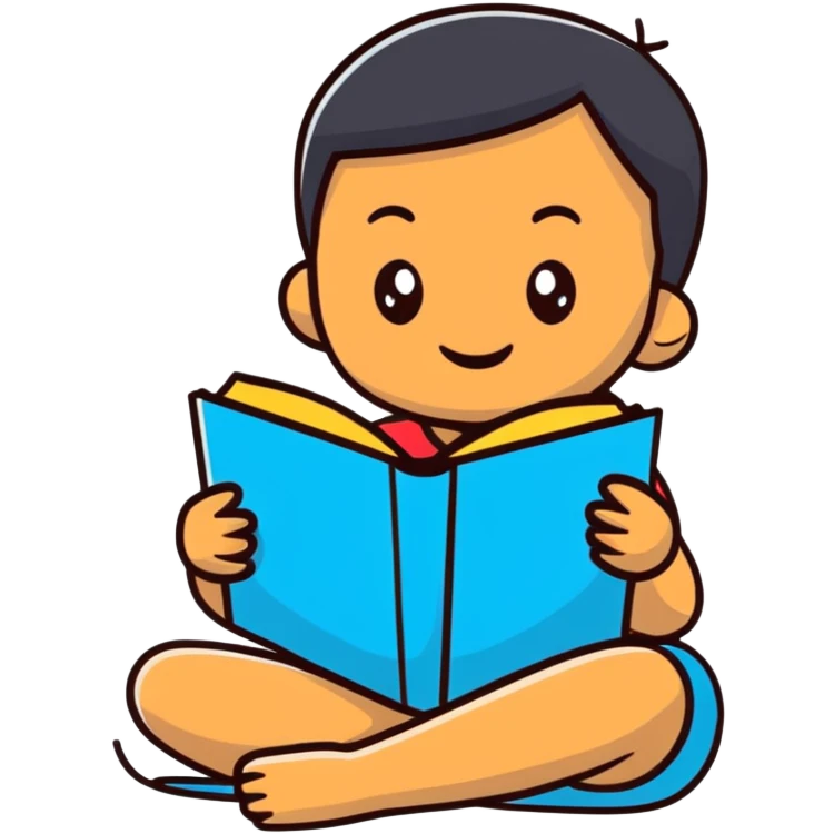 Young Indonesian child reading a book emoji